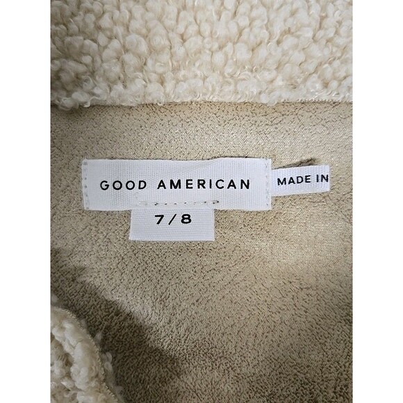 Good American Contour Faux Shearling Sherpa Jacket Cream Women’s Sz 7/8 4XL-5XL - Picture 7 of 12